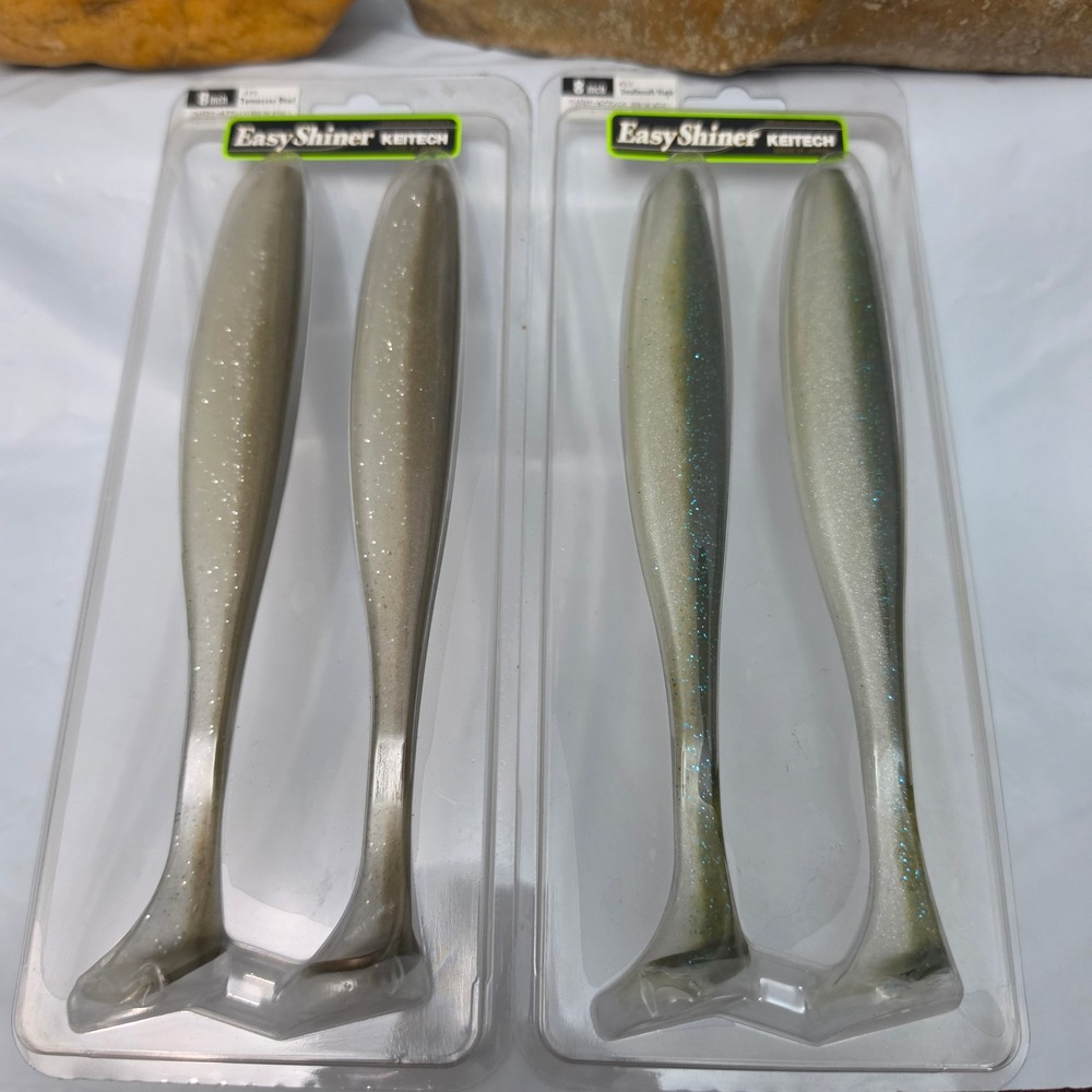 Lot of 2 Keitech Easy Shiner Swimbait 8in Tennessee Shad & Smallmouth Magic